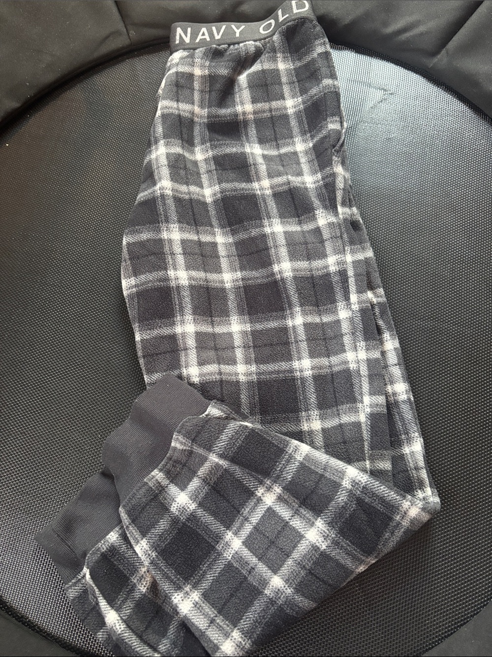 Old Navy Black & Gray Plaid Fleece Joggers
